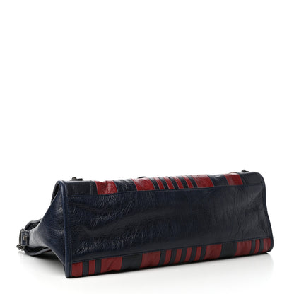 Balenciaga Cuir Arena Striped Classic Hardware City Bleu Nuit Rouge 5 of 11