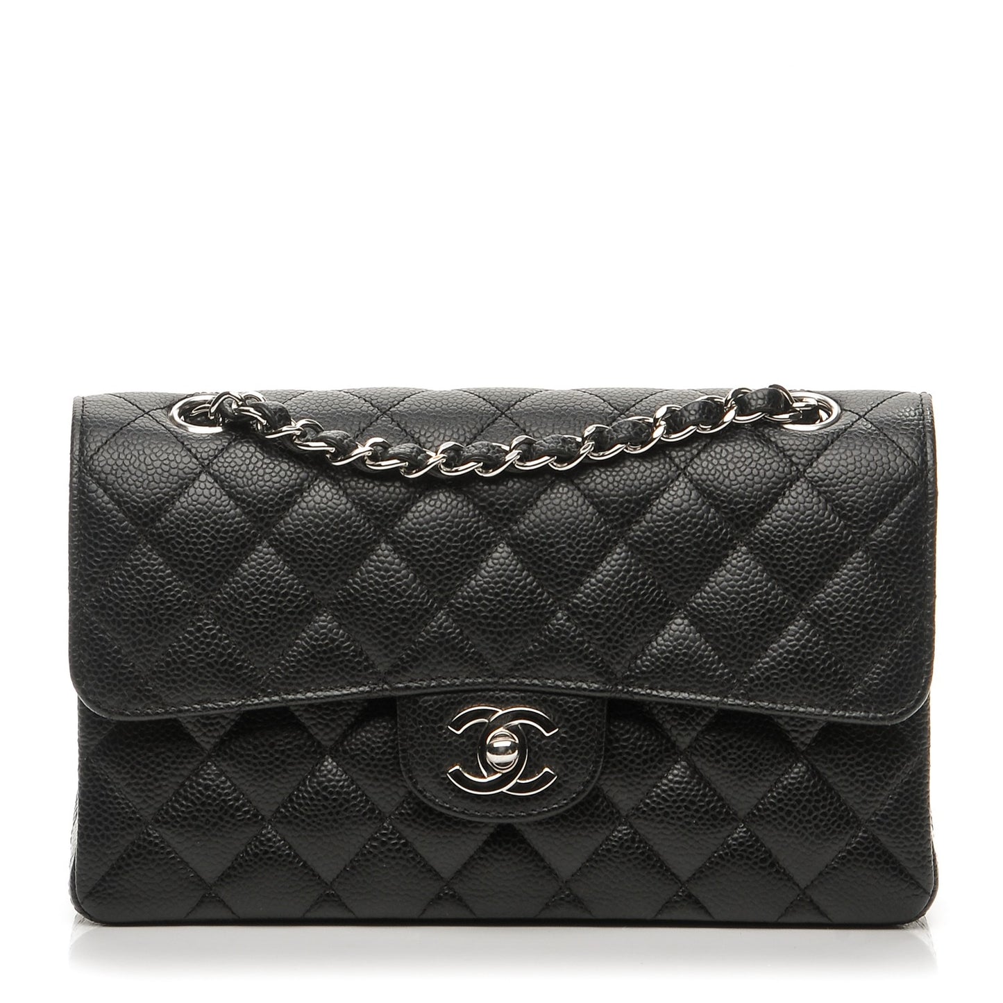 Caviar Quilted Small Double Flap Black