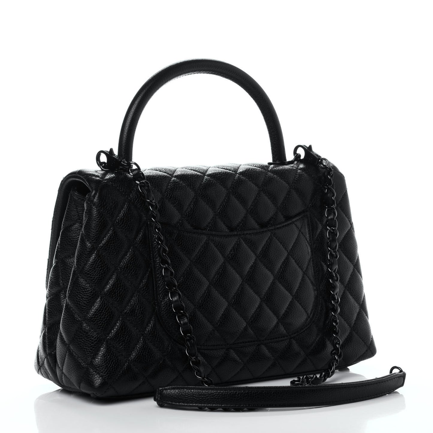 Caviar Quilted Small Coco Handle Flap So Black