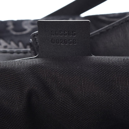 Gucci Nubuck Brocade Medium Soft Stirrup Tote Black 7 of 12