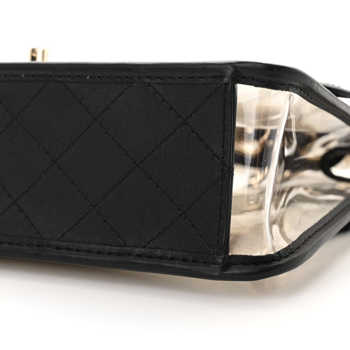 Lambskin PVC Sand By The Sea Flap With Pearl Strap Black