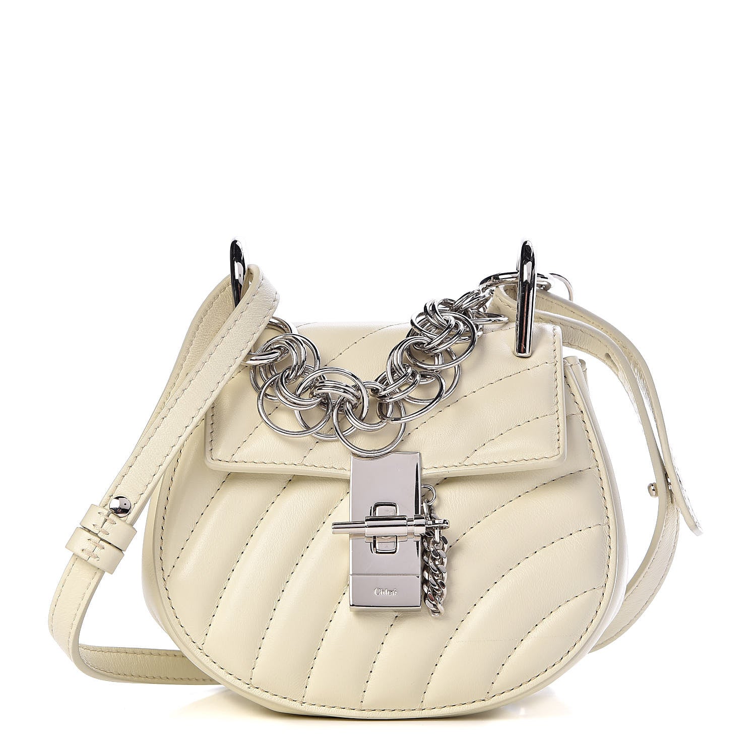 Chloe Calfskin Quilted Nano Drew Bijou Shoulder Bag White 1 of 9