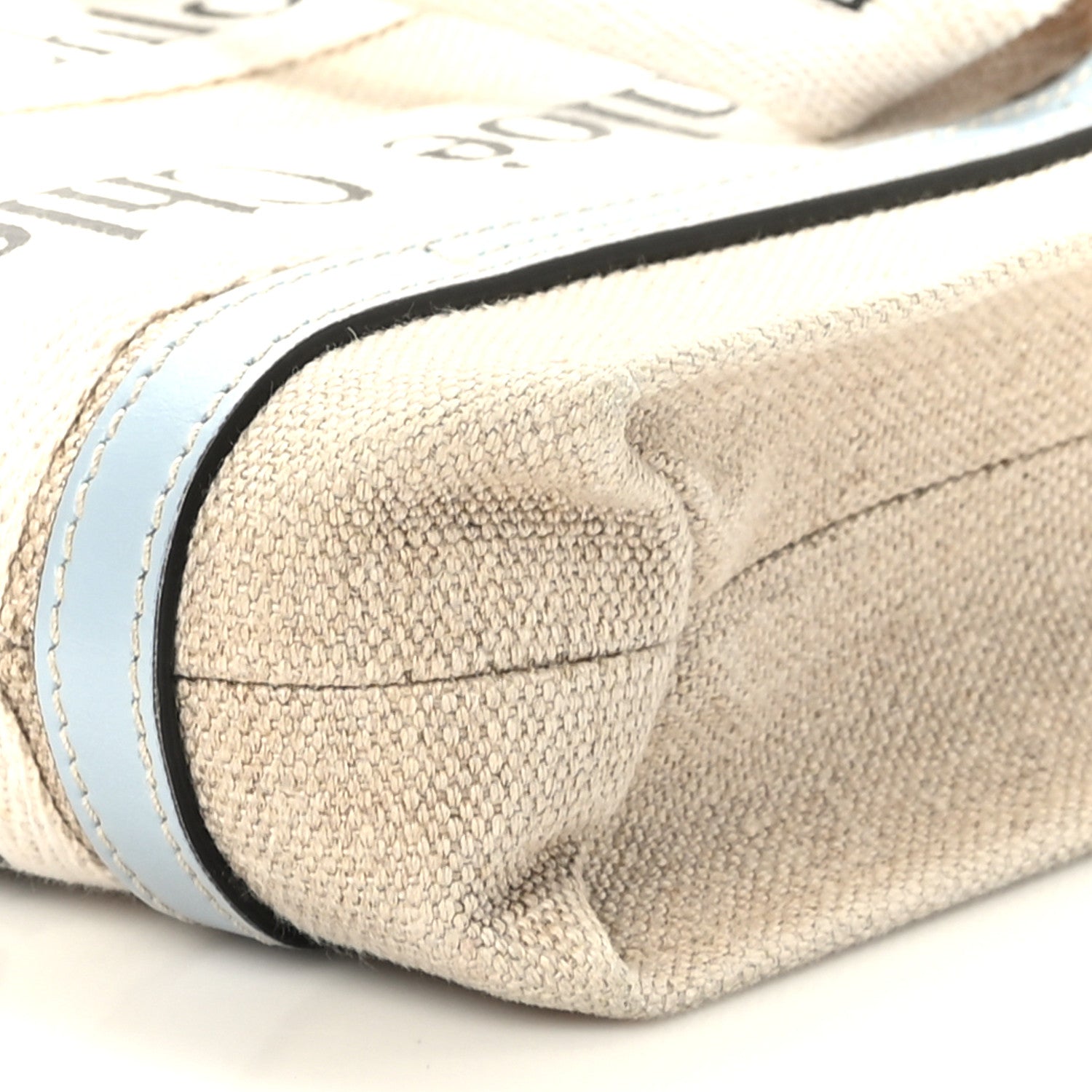 Chloe Cotton Calfskin Nano Woody Ribbon Tote With Strap White Blue 9 of 9