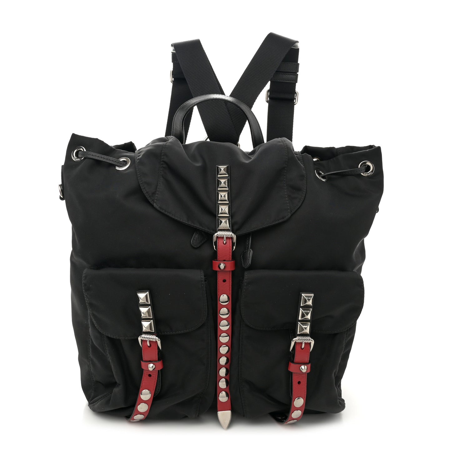 Nylon New Vela Studded Backpack Black Fuoco