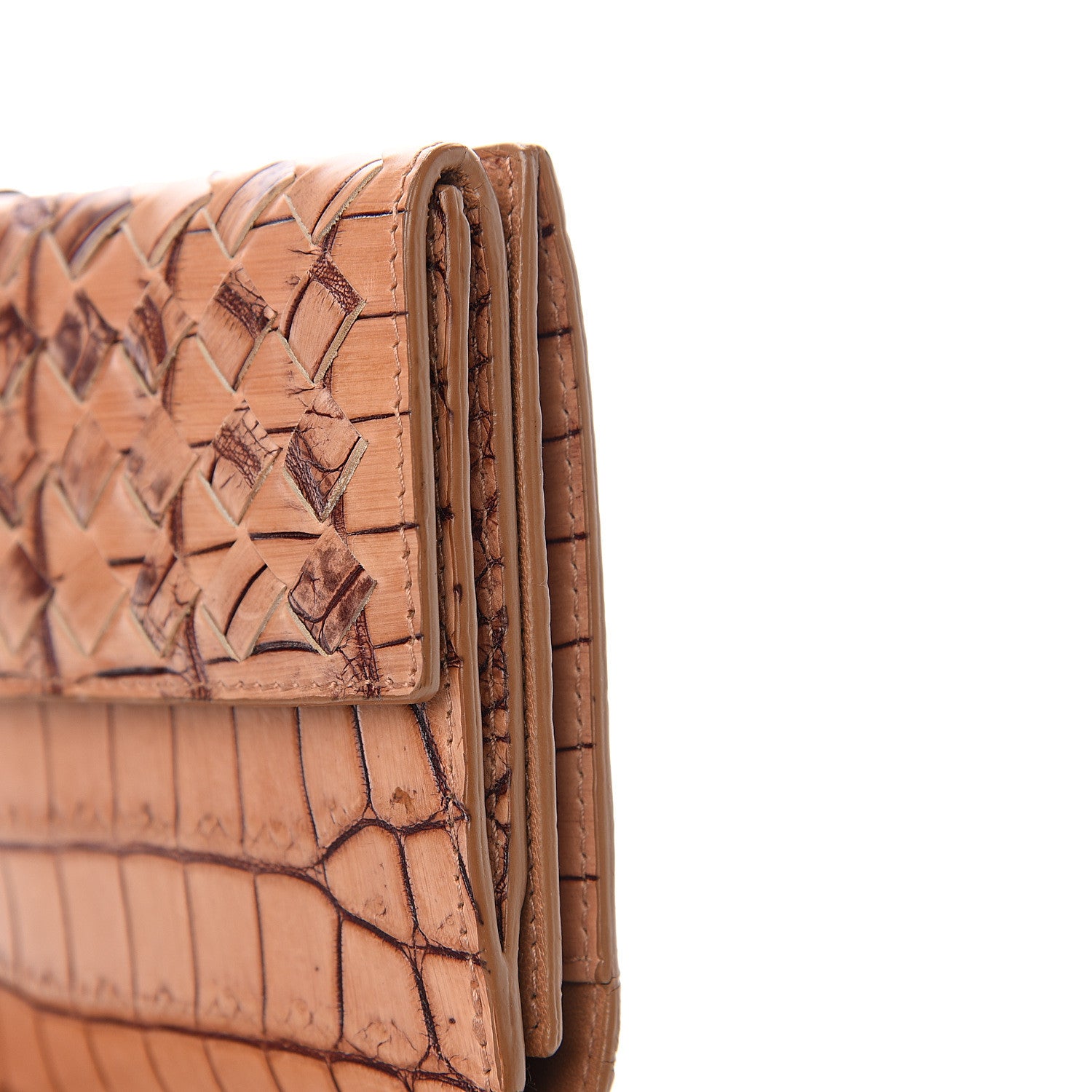 Bottega Veneta Crocodile Intrecciato Continental Wallet Light Brown 9 of 10