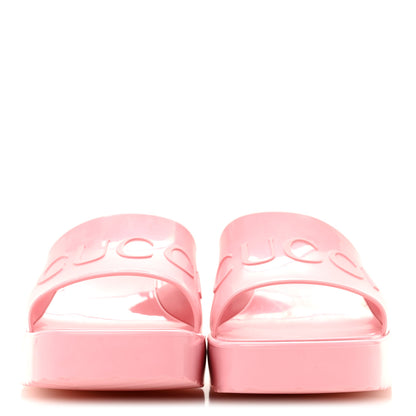 Gucci Rubber Gucci Logo Womens Platform 20/60mm Slide Sandals 37 Wild Rose 3 of 10