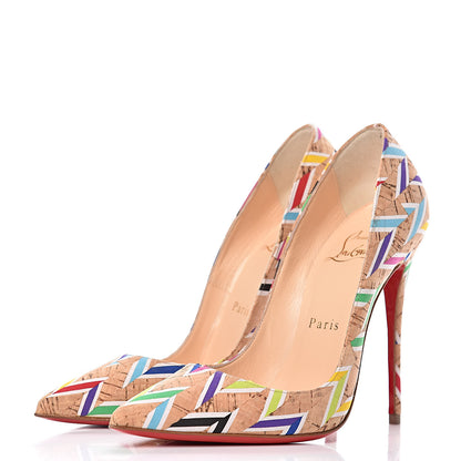 Christian Louboutin Cork Chevron Print So Kate 120 Pumps 35.5 Multicolor 3 of 14