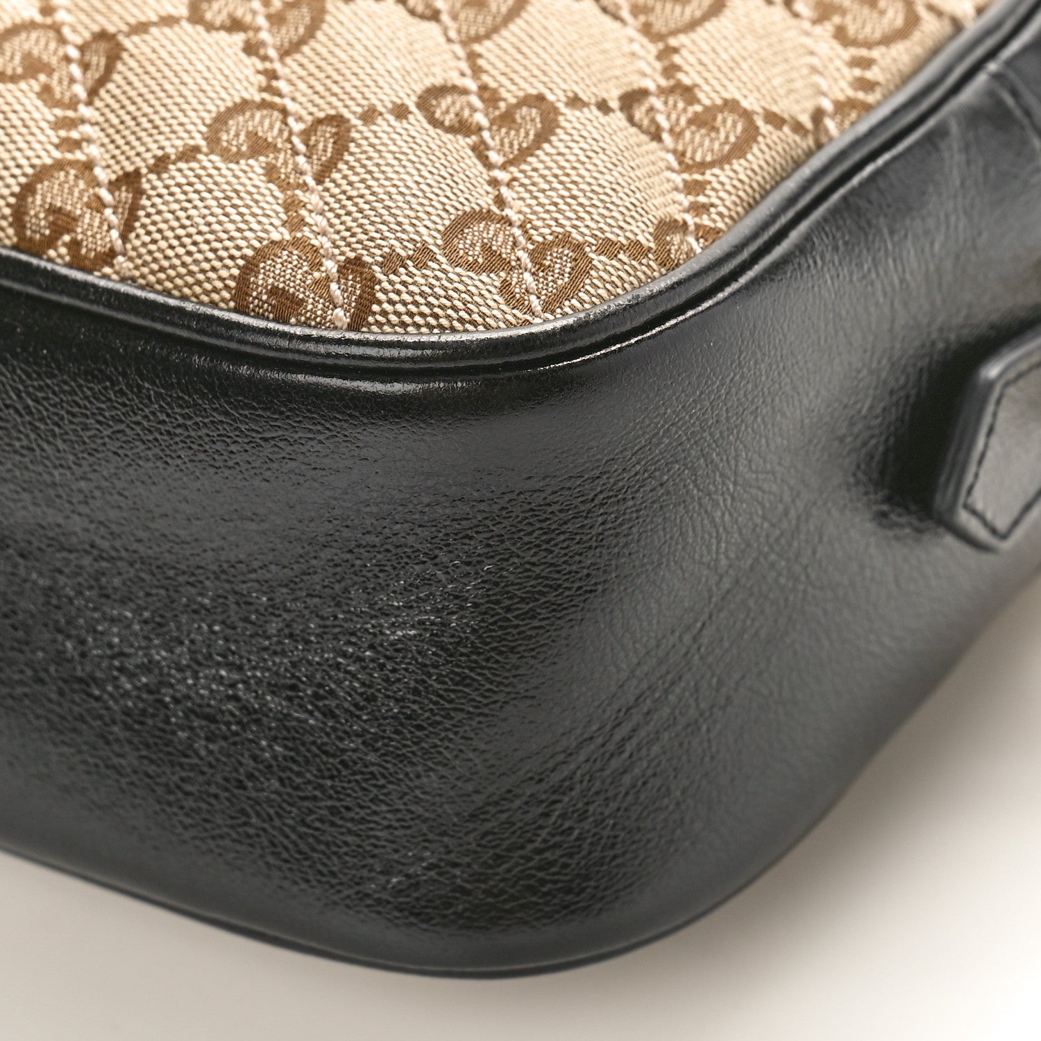 Gucci Monogram Matelasse Diagonal Small GG Marmont Chain Shoulder Bag Beige Black 9 of 10