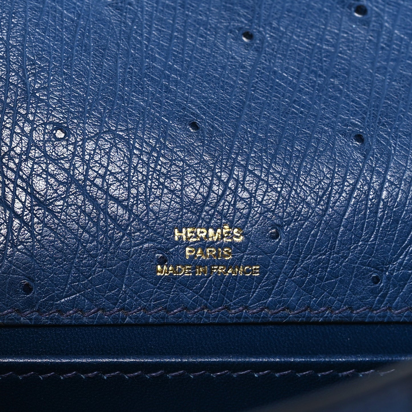 Ostrich Kelly Pochette Clutch Bleu Roi