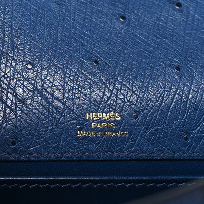 Hermes Ostrich Kelly Pochette Clutch Bleu Roi 6 of 10