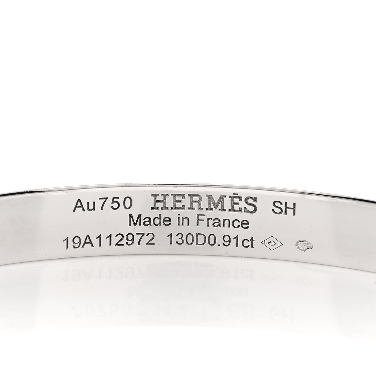 Hermes 18K White Gold Pave Diamond PM Collier De Chien Bracelet SH 3 of 3