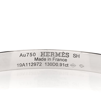 Hermes 18K White Gold Pave Diamond PM Collier De Chien Bracelet SH 3 of 3
