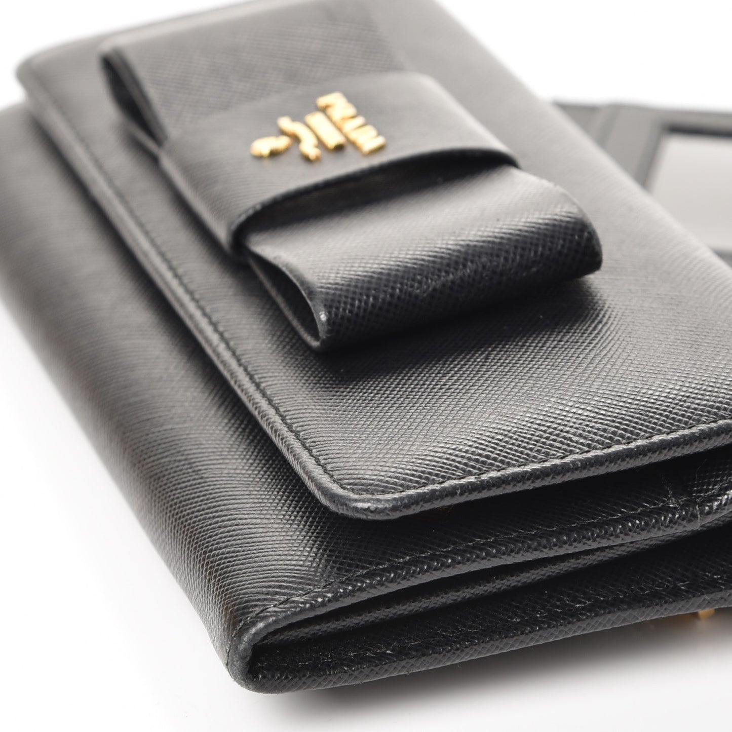 Saffiano Bow Continental Wallet Nero Black