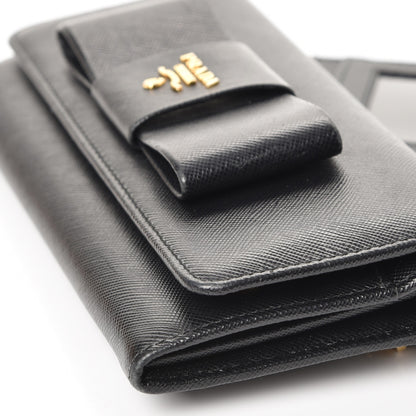 Prada Saffiano Bow Continental Wallet Nero Black 12 of 13