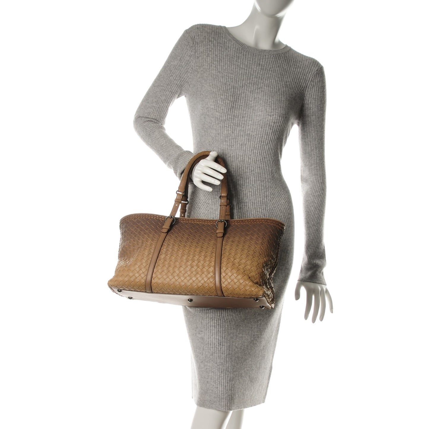 Nappa Intrecciato Large Ombre Tote Camel