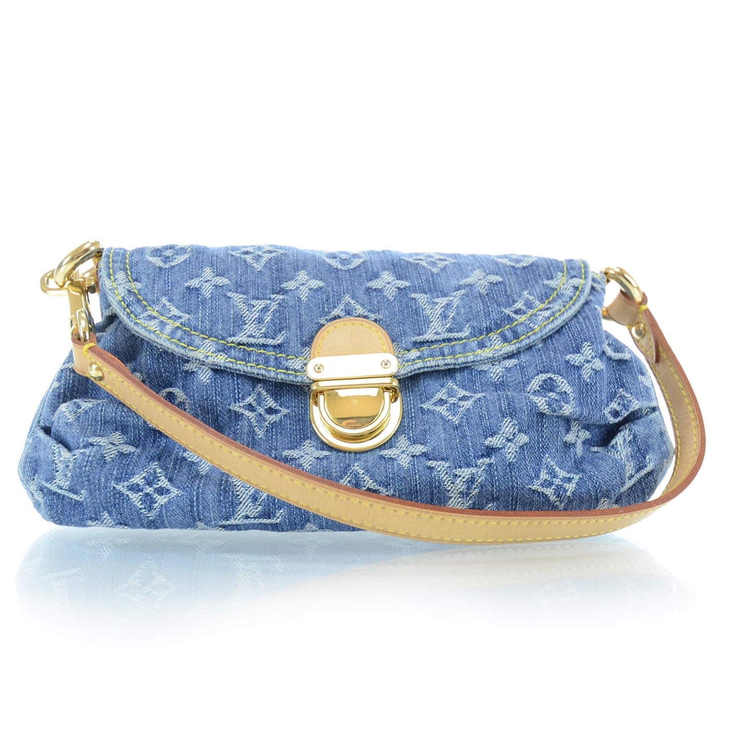 Monogram Denim Mini Pleaty Blue
