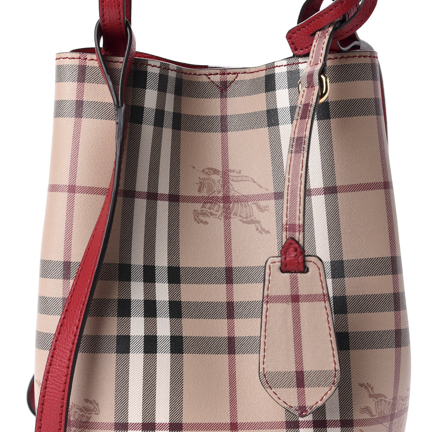 Burberry Haymarket Check Colours Small Lorne Bucket Crossbody Poppy Red 9 of 10