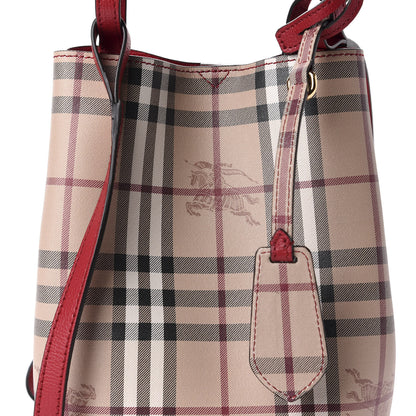 Burberry Haymarket Check Colours Small Lorne Bucket Crossbody Poppy Red 9 of 10
