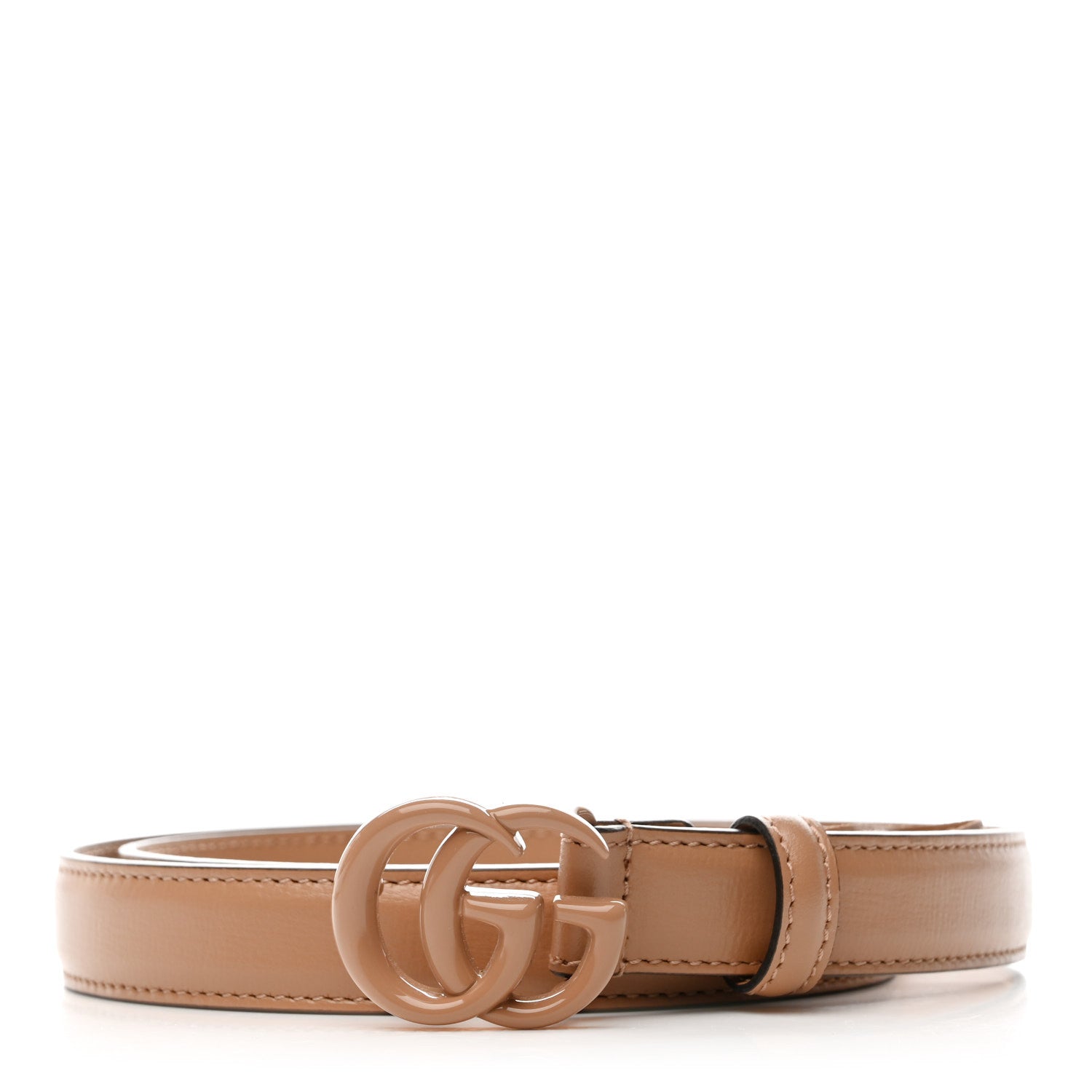 Gucci Azalea Calfskin Enamel Monochrome Double G 20mm Belt 80 32 Camelia 1 of 5
