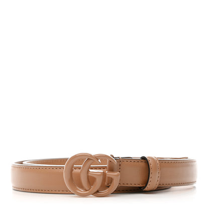 Gucci Azalea Calfskin Enamel Monochrome Double G 20mm Belt 80 32 Camelia 1 of 5