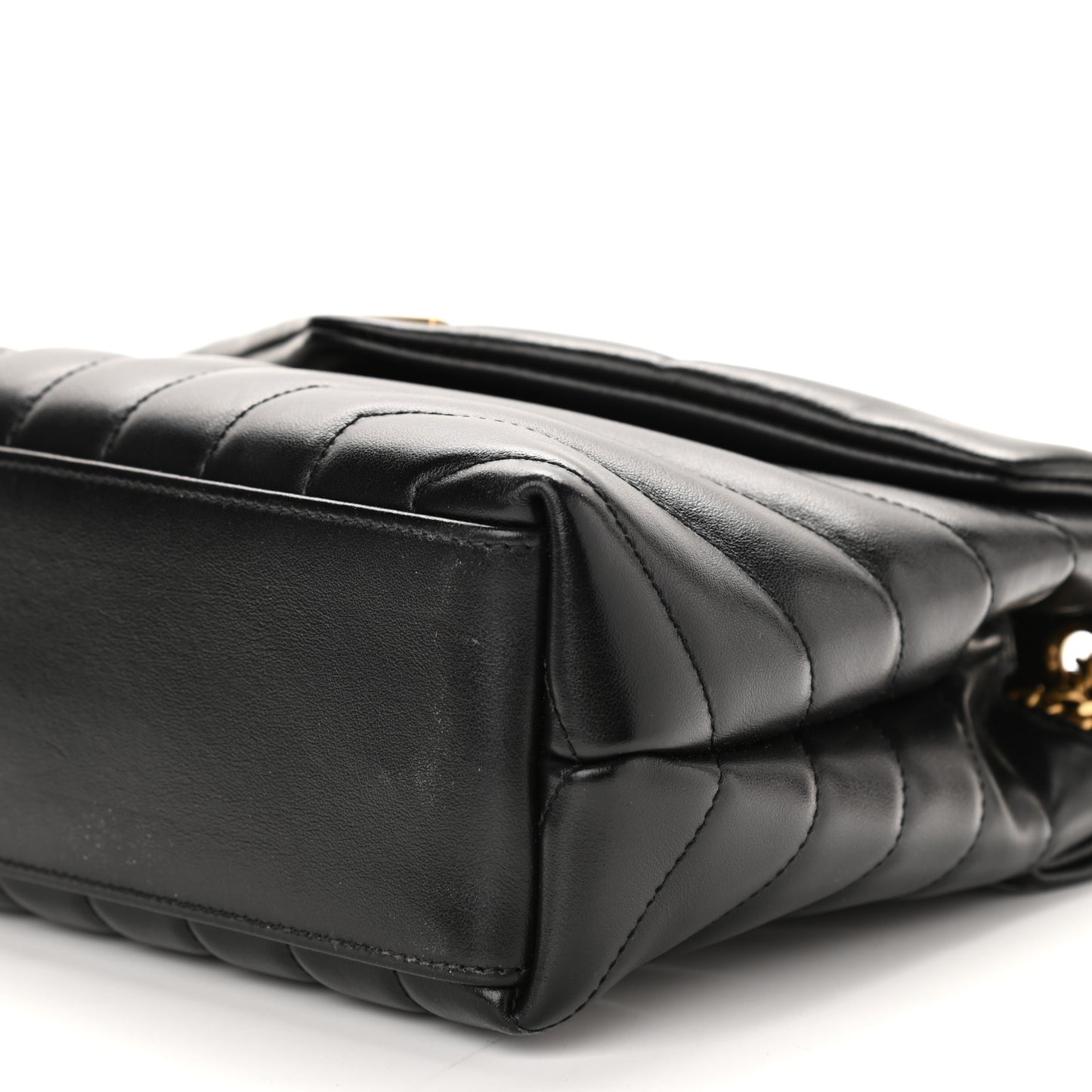 Calfskin Y Quilted Monogram Small Loulou Chain Satchel Black