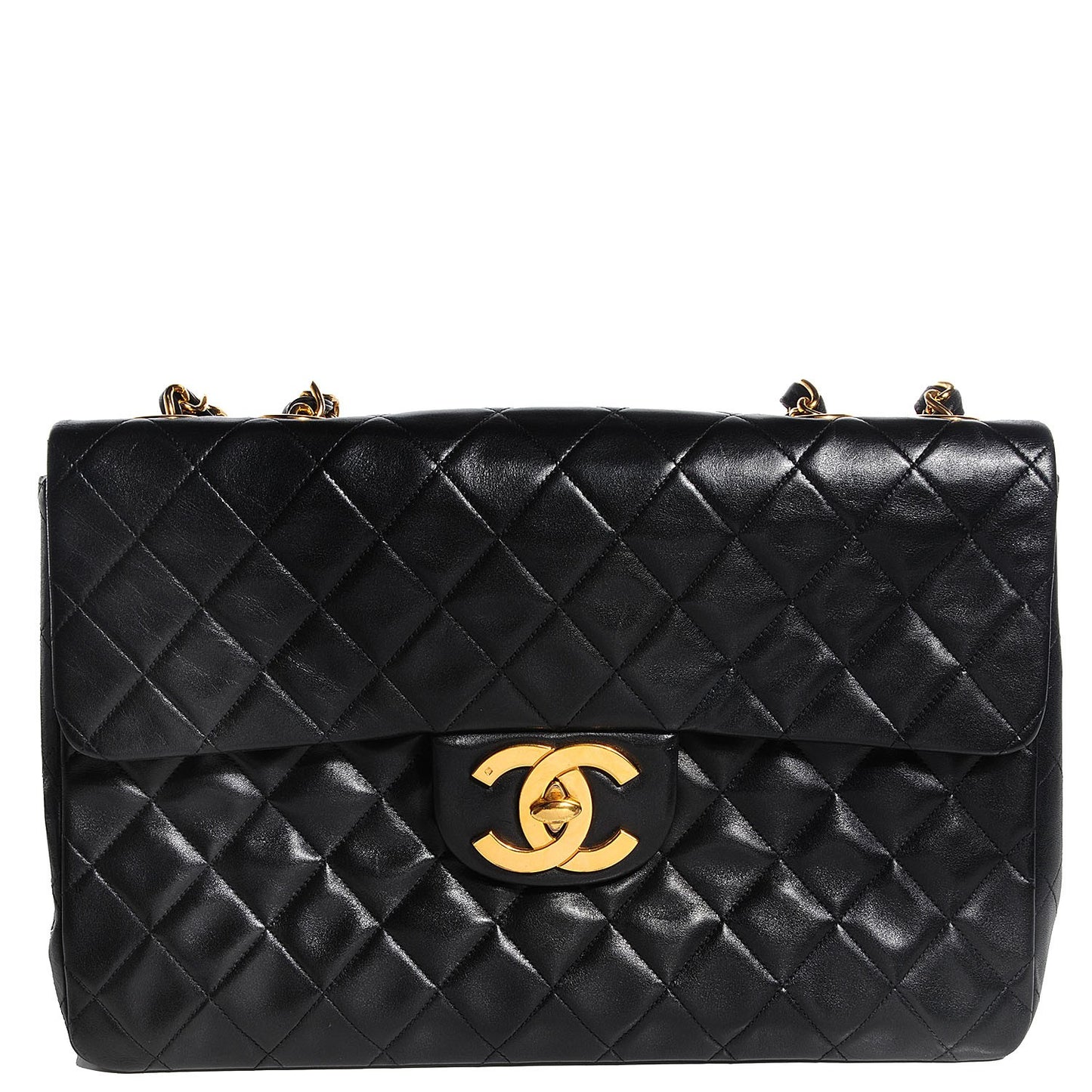 Lambskin Quilted XL Jumbo Flap Black