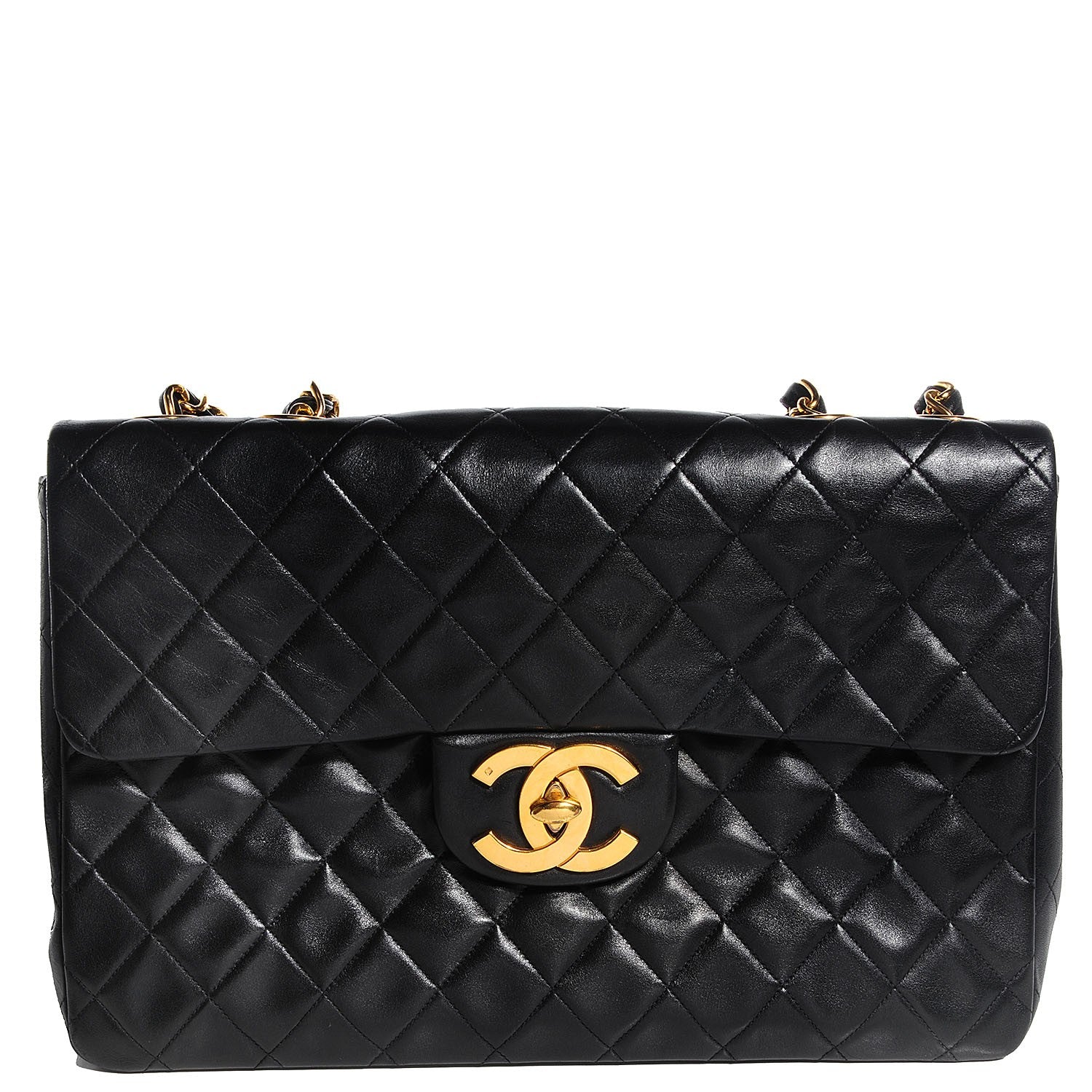 Chanel Lambskin Quilted XL Jumbo Flap Black 1 of 8