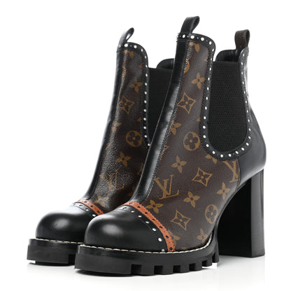Louis Vuitton Calfskin Monogram Star Trail Ankle Boots 40 Black 3 of 11