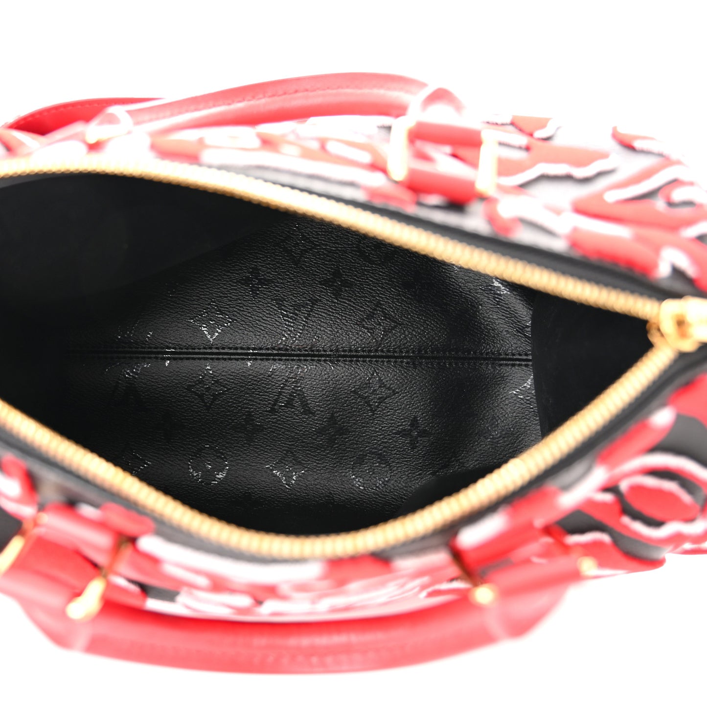 X UF Tufted Monogram Speedy Bandouliere 25 Black Red