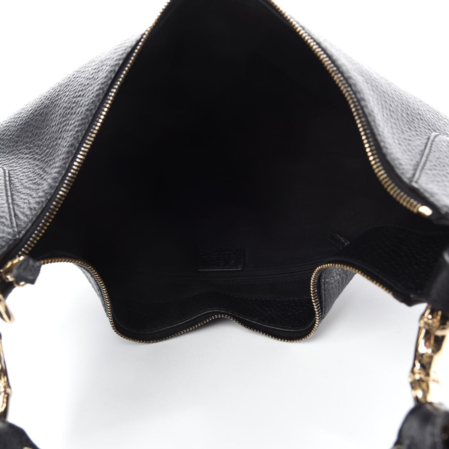 Calfskin Half Moon Bamboo Ring Hobo Black