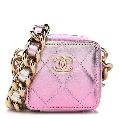 Chanel Gradient Metallic Lambskin Quilted Like A Wallet Clutch With Chain Gold Pink 1 of 9