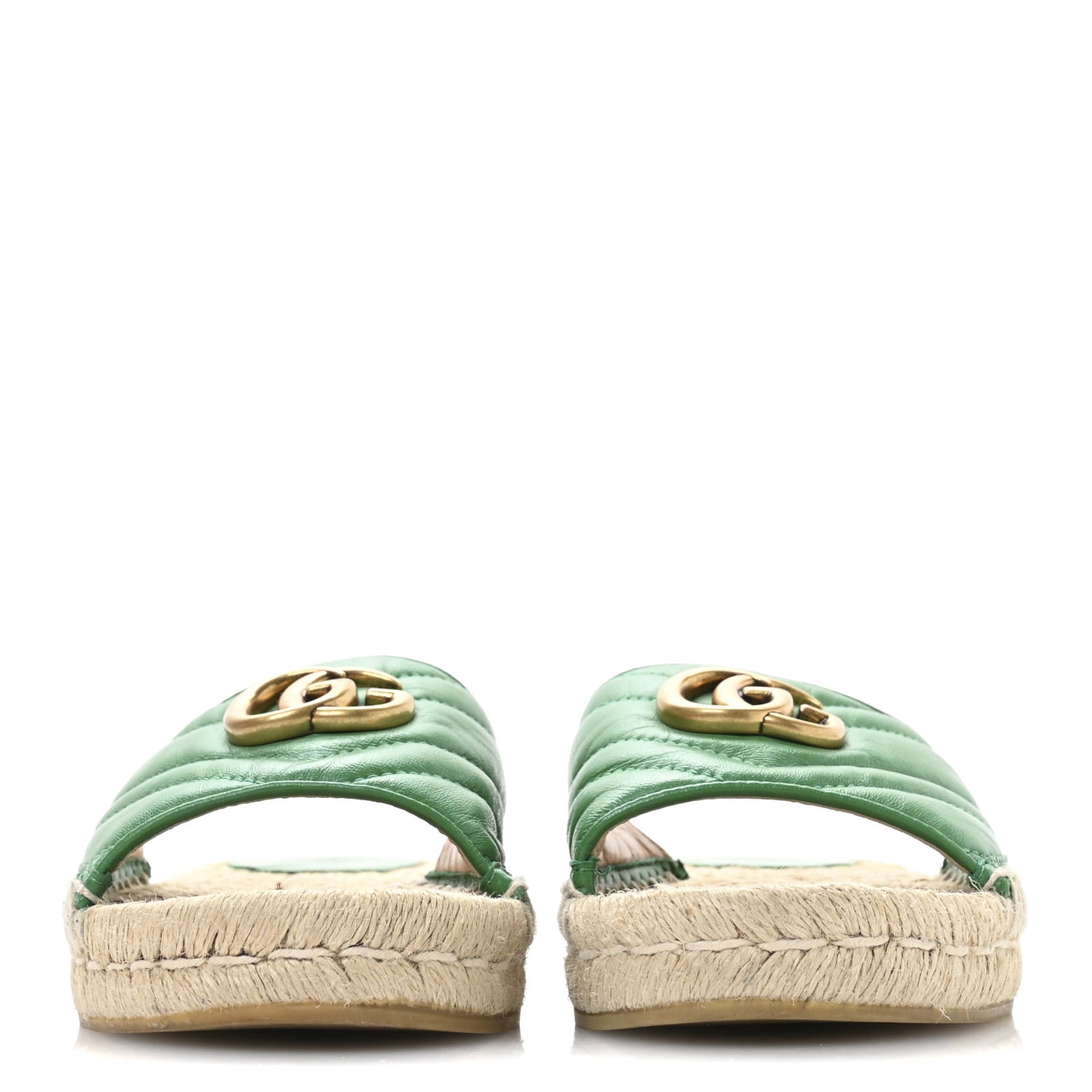 Nappa Matelasse GG Marmont Espadrille Slide Sandals 35.5 New Shamarock