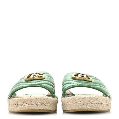 Gucci Nappa Matelasse GG Marmont Espadrille Slide Sandals 35.5 New Shamarock 3 of 8