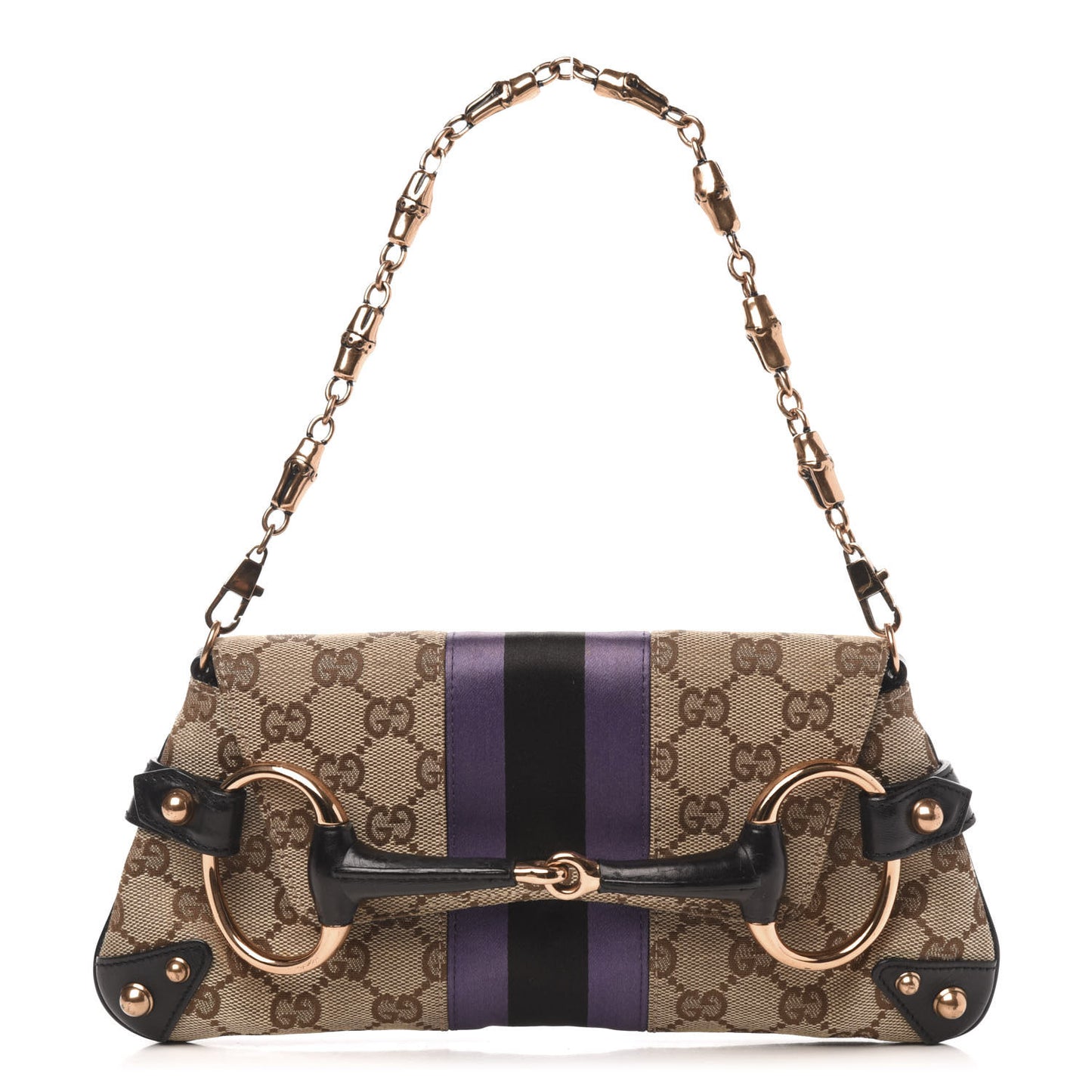 X TOM FORD Monogram Horsebit Web Clutch Purple