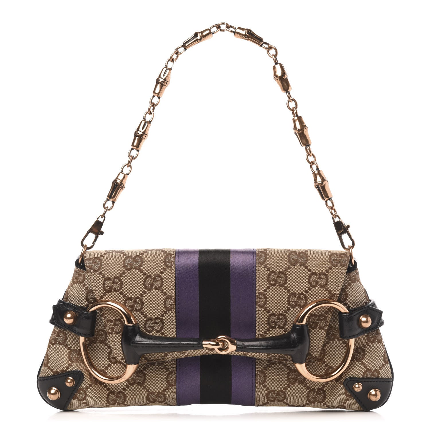 Gucci X TOM FORD Monogram Horsebit Web Clutch Purple 1 of 12