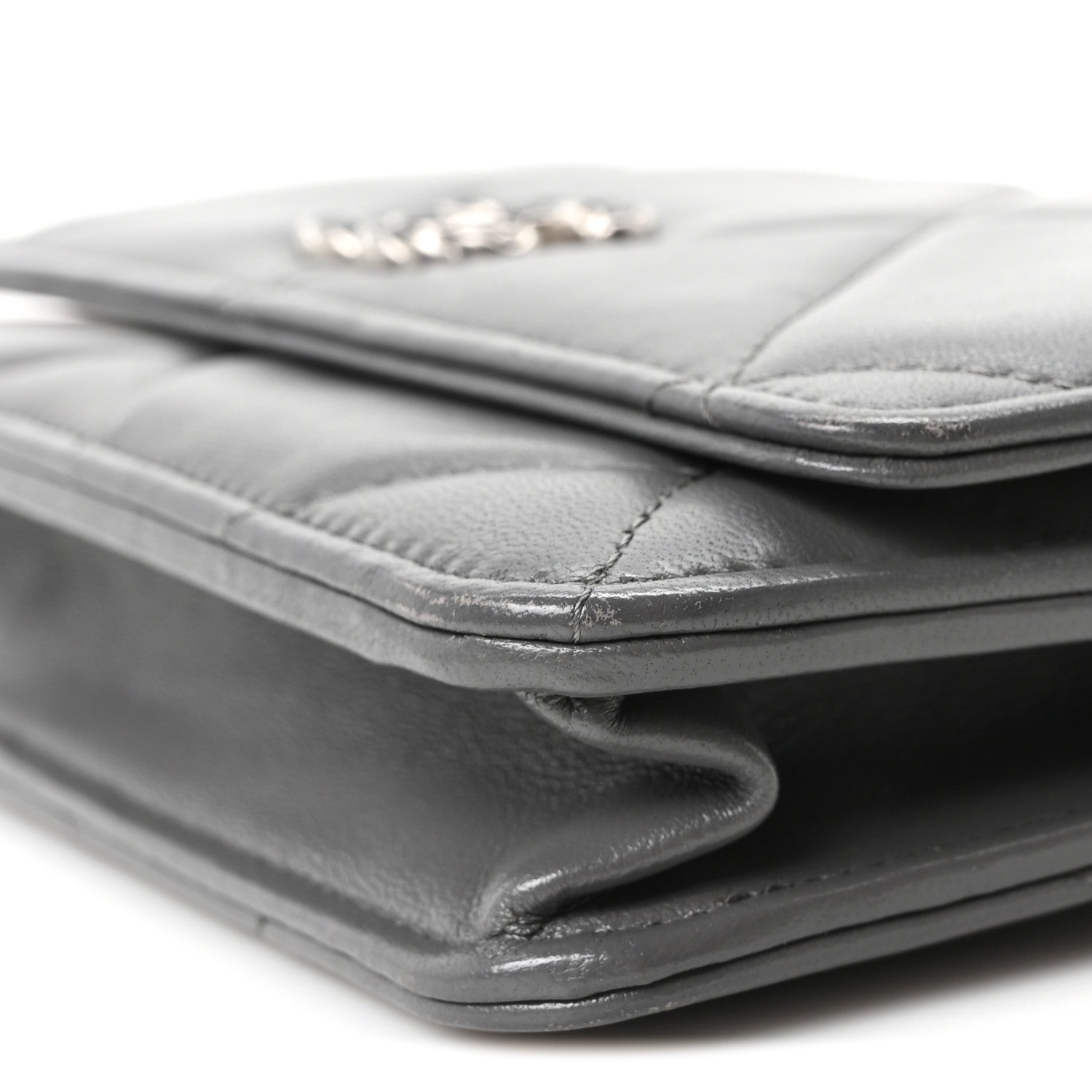 Chanel Lambskin Quilted Chanel 19 Wallet On Chain WOC Grey 9 of 10