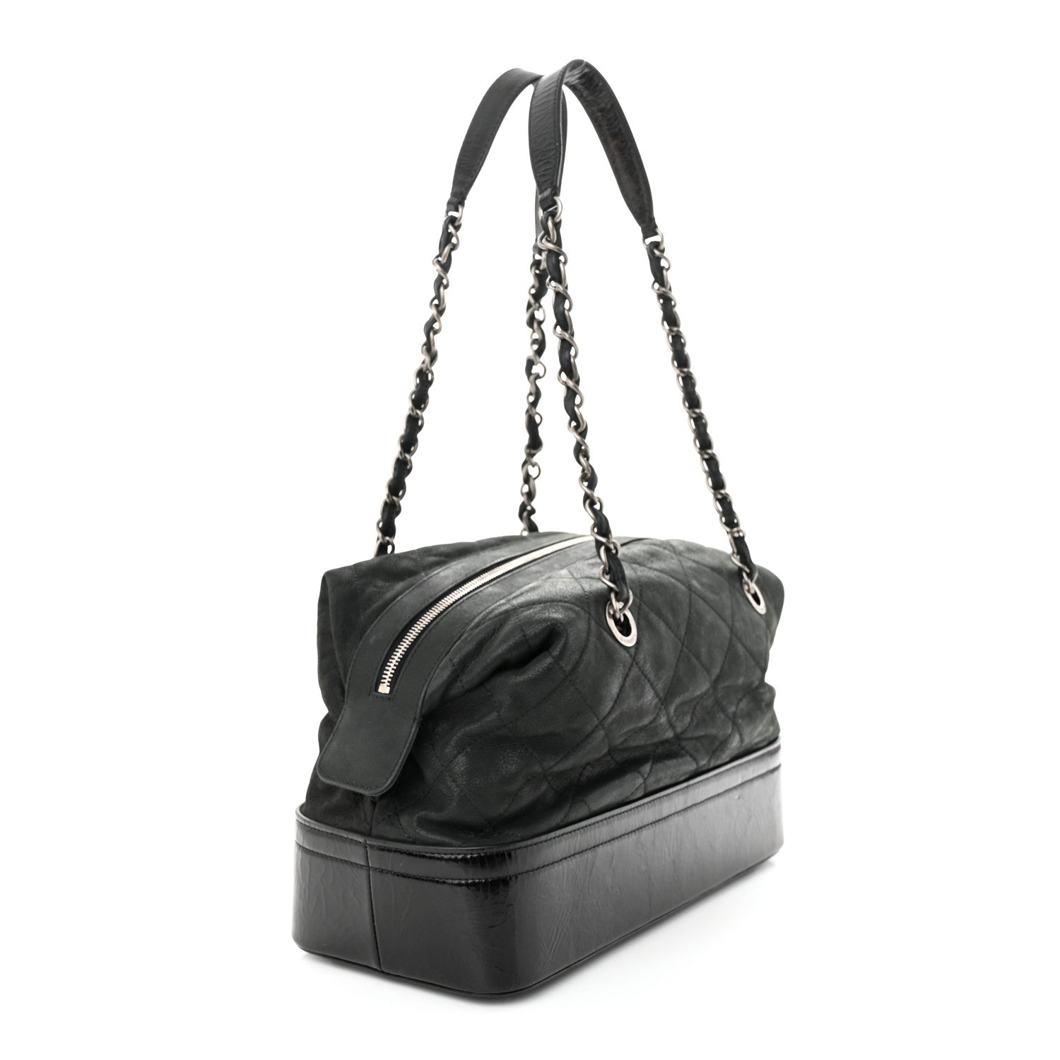 Chanel Iridescent Calfskin Quilted VIP Bowling Bag Black 3 of 10