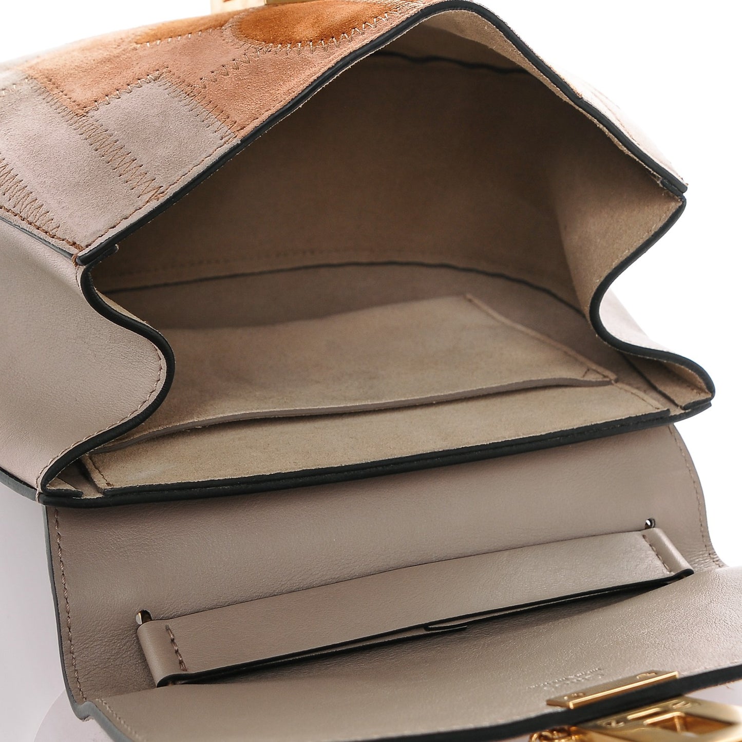 Suede Calfskin Patchwork Drew Shoulder Bag Motty Grey