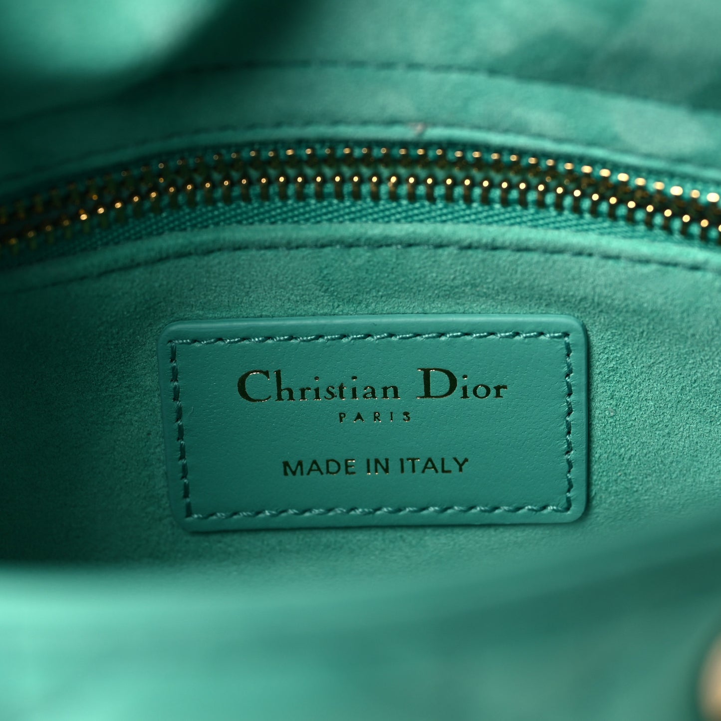Lambskin Cannage Mini Lady Dior Aquamarina