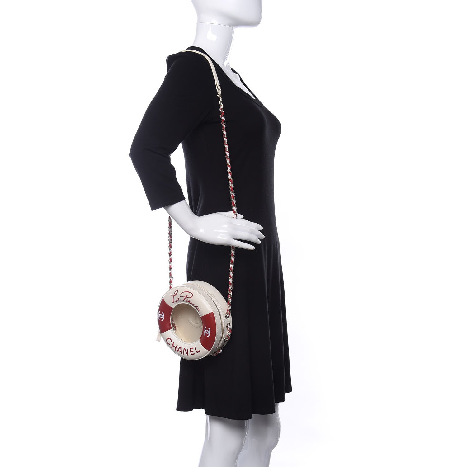 Chanel Lambskin Coco Lifesaver Round Bag Red White 2 of 9