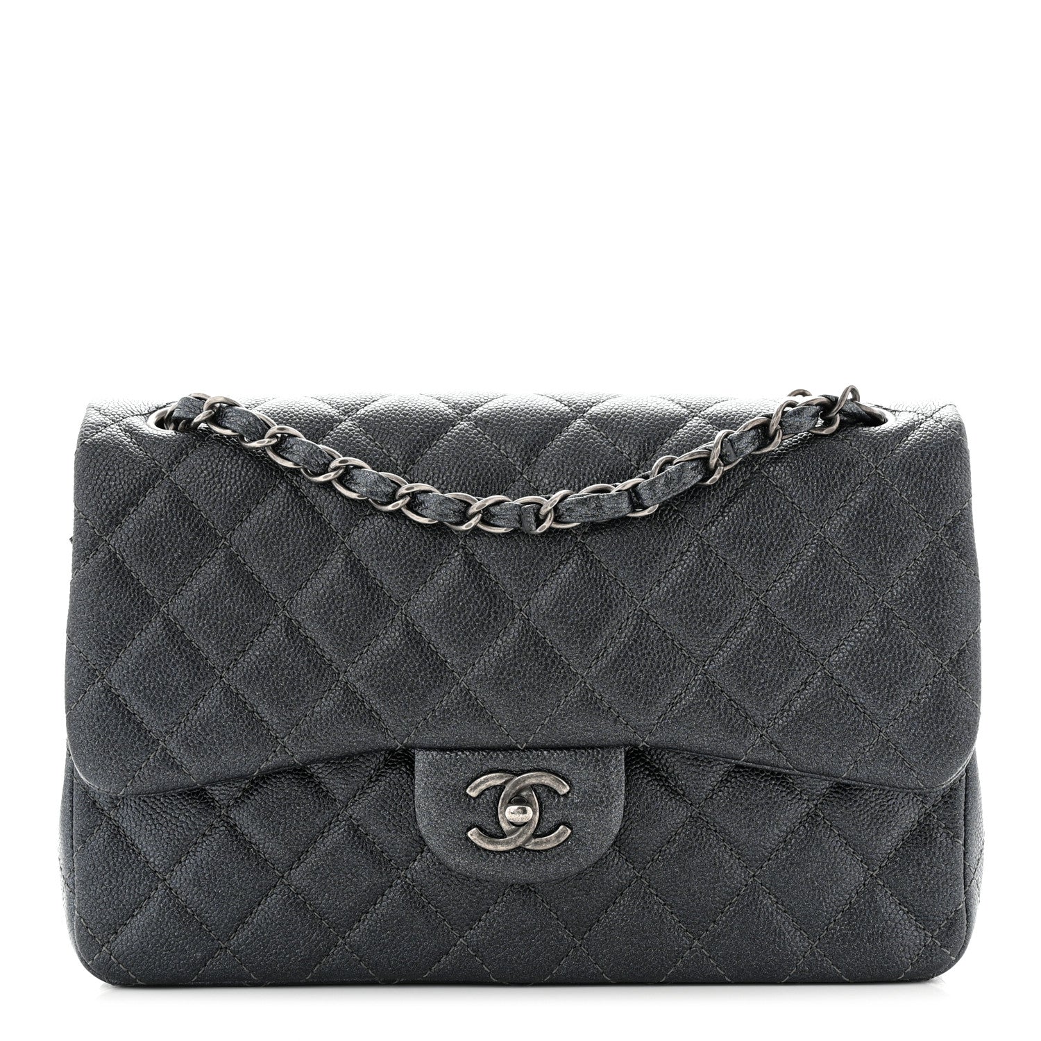 Chanel Pearly Caviar Quilted Jumbo Double Flap Grey 1 of 10