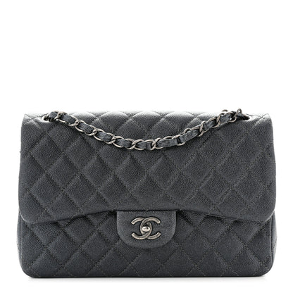 Chanel Pearly Caviar Quilted Jumbo Double Flap Grey 1 of 10