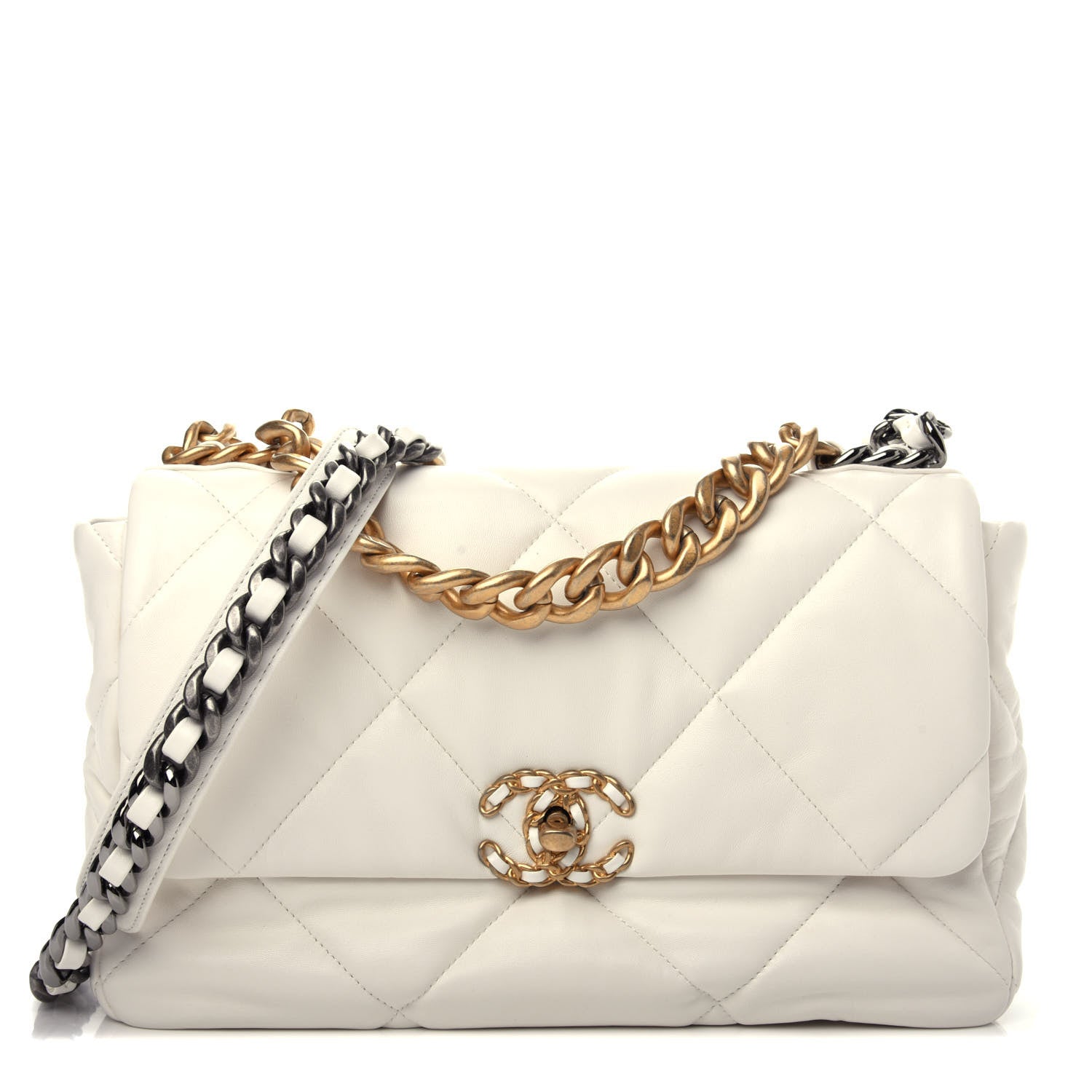 Chanel Lambskin Quilted Large Chanel 19 Flap White 1 of 11
