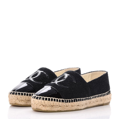 Chanel Fabric Patent Calfskin CC Espadrilles 36 Black 3 of 11