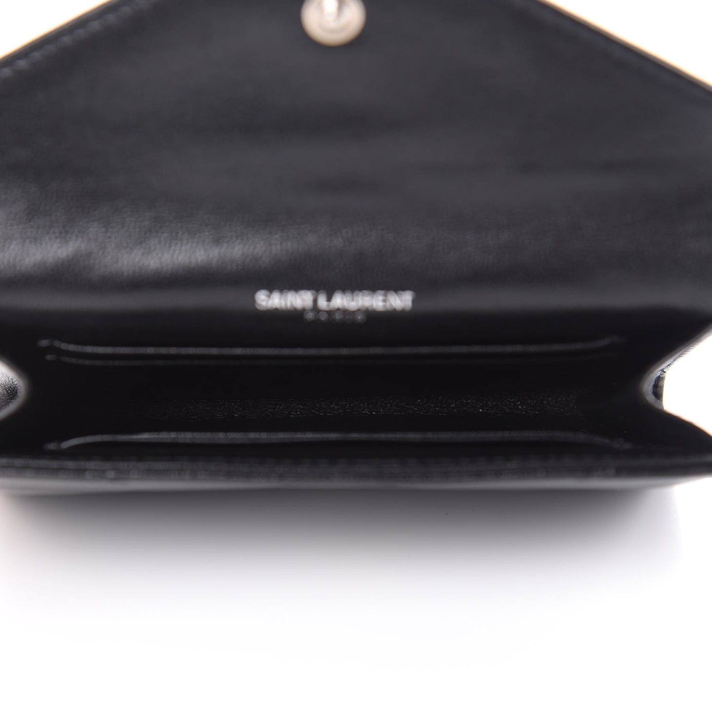 Lambskin Y Quilted Monogram Small Loulou Envelope Wallet Black