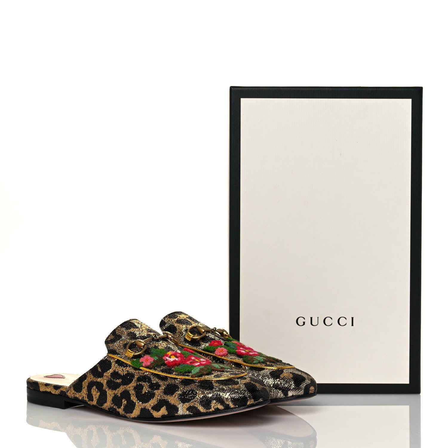 Gucci Lurex Jacquard Leopard Embroidered Womens Princetown Slippers 41 Black Gold 9 of 9