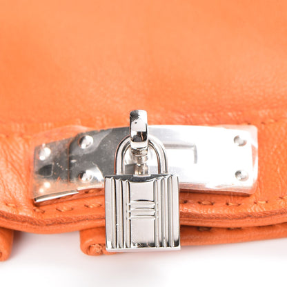 Hermes Lambskin Soya Kelly Lock Gloves 7 Orange 3 of 5