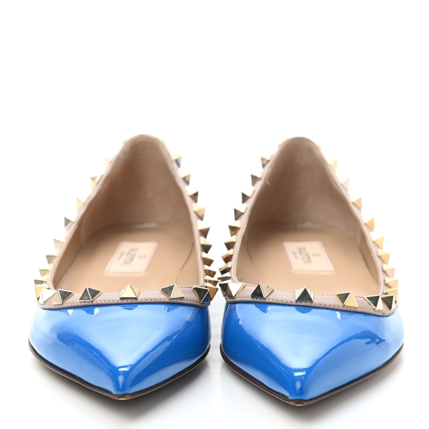 Valentino Garavani Patent Nappa Rockstud Ballerina Flats 37 Blue Fluo Poudre 3 of 8
