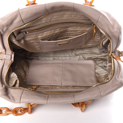 Prada Goatskin Tortoise Chain Tote Pomice 4 of 10