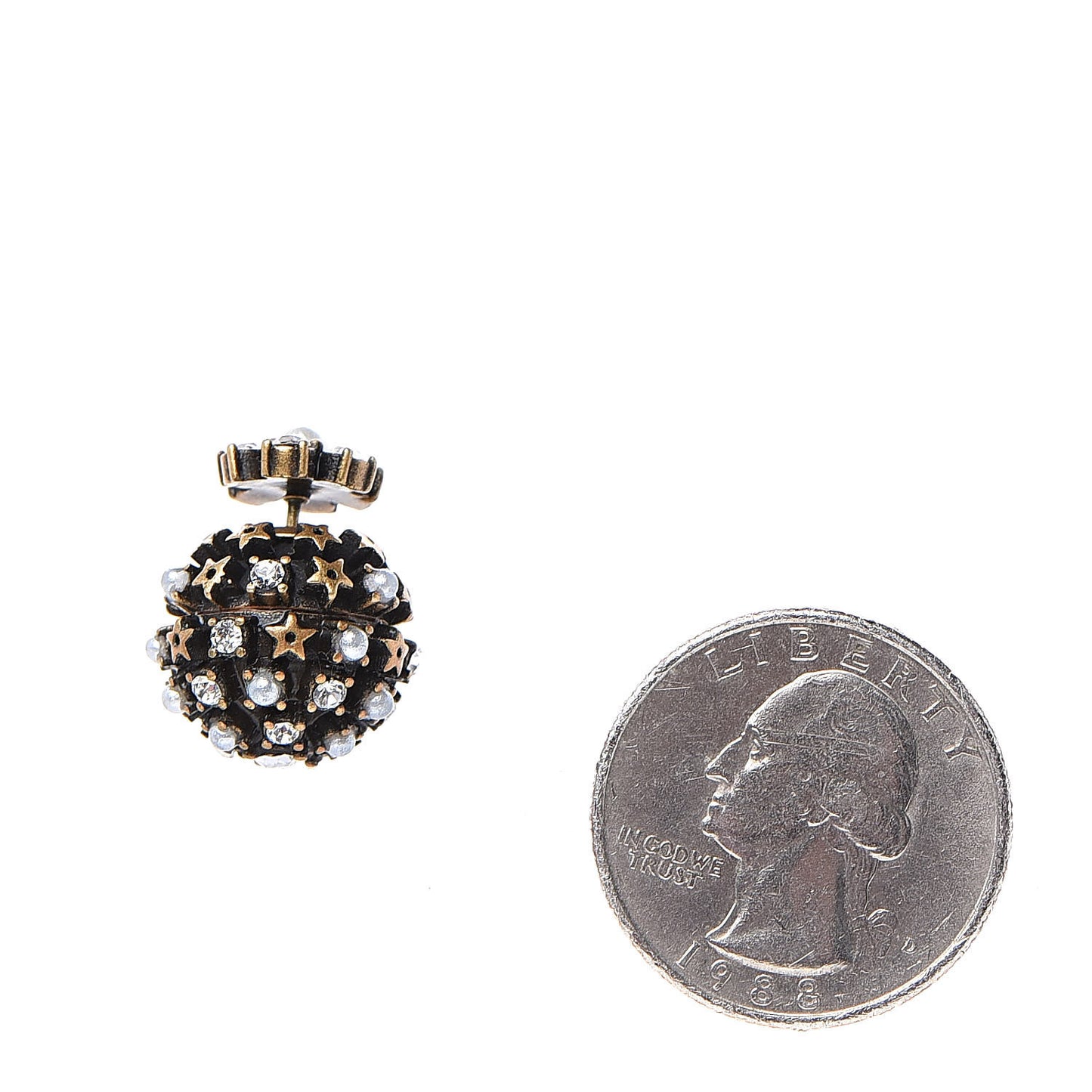 Crystal Pearl Star Tribal Earrings Antique Gold Black